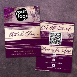 Uw QR-code & Logo Moderne Dankjewelkaart Echt Foli Folie Feestdagenkaart