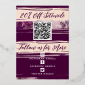 Uw QR-code & Logo Moderne Dankjewelkaart Echt Foli Folie Feestdagenkaart (Achterkant)