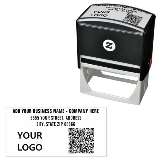 Uw QR Code Logo Naam Info Adres Stempel Voorbeeld (In situ)