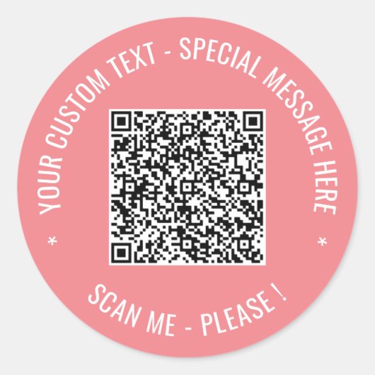 Uw QR-code met aangepaste tekst Sticker Sjabloon (Voorkant)