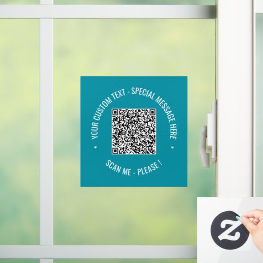 Uw QR-code met eigen tekst en kleuren vensterstick Raamsticker (Huis)