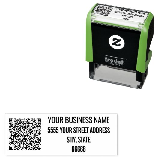 Uw QR-code naam retouradres stempel voorbeeld (In situ)