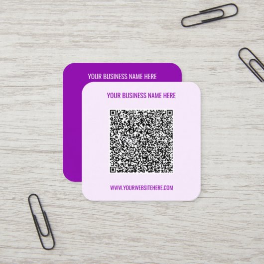 Uw QR-code naam website visitekaartjes voorbeeld (Voorkant / Achterkant in situ)