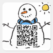 Uw QR-code op een sneeuwpop Vierkante Sticker (Voorkant)