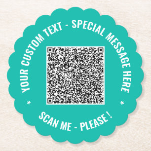 Uw QR-code papieren onderzetters Aangepaste tekst 