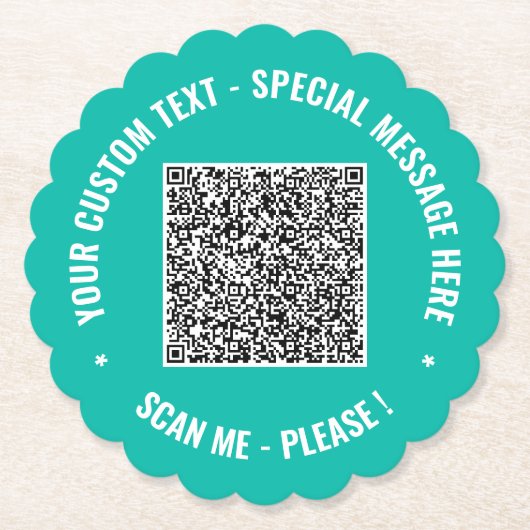 Uw QR-code papieren onderzetters Aangepaste tekst (Voorkant)
