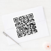 Uw QR-code plus bedrijfsgegevens op een grote stic Vierkante Sticker (Envelop)