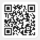 Uw QR-code plus bedrijfsgegevens op een grote Vierkante Sticker (Voorkant)