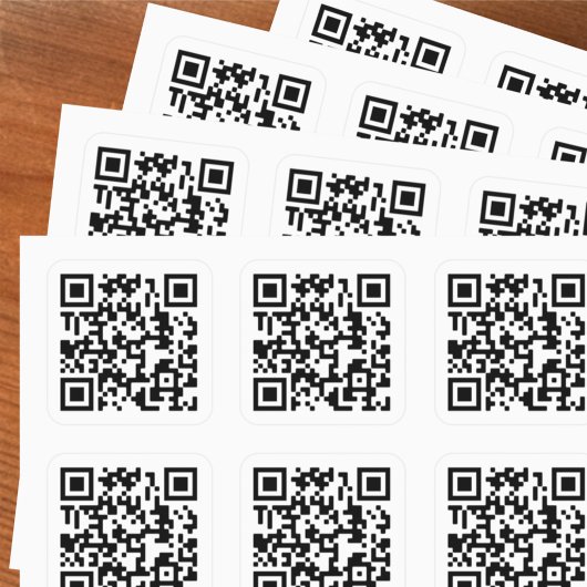 Uw QR-code plus bedrijfsgegevens op een grote Vierkante Sticker