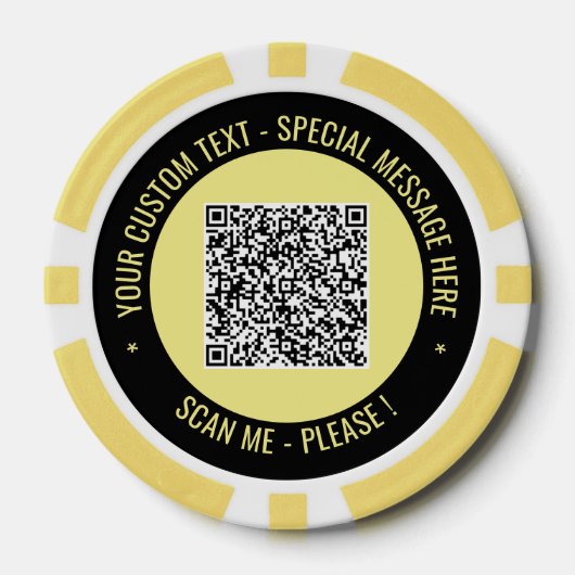 Uw QR Code Poker Chips Aangepaste tekst en kleuren (Voorkant)