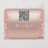 Uw QR-code Roos Gold Baby Girl Shower Briefkaart (Achterkant)
