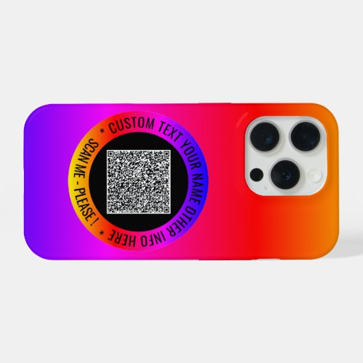 Uw QR Code Scan Aangepaste Tekst iPhone Case Gift Hoesje (Achterkant horizontaal)