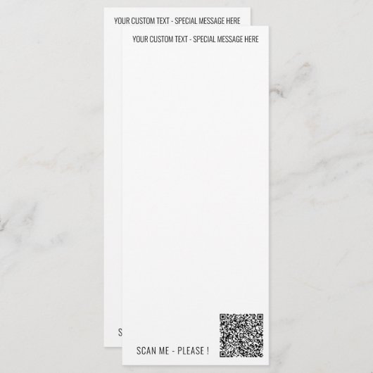 Uw QR-code scan aangepaste tekst menu voorbeeld (Voorkant / Achterkant)