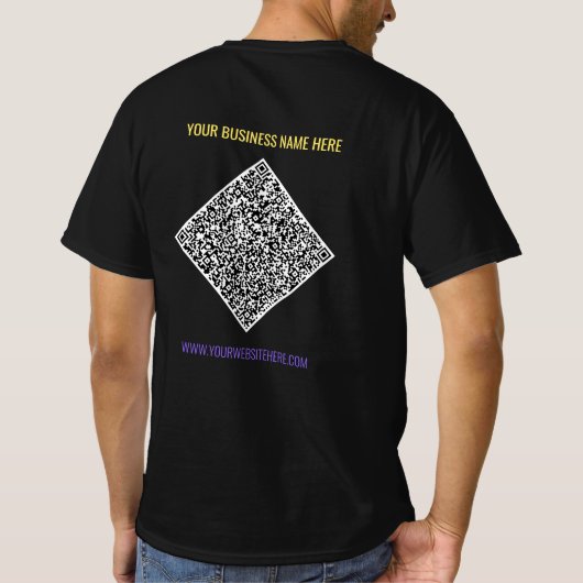 Uw QR Code Scan Aangepaste Tekst Promotie T-shirt (Achterkant)