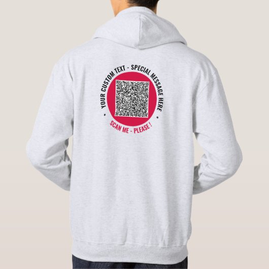 Uw QR Code Scan Custom en Tekst en Kleur Hoodie (Achterkant)