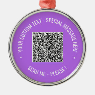 Uw QR-code scan en aangepaste tekst Gepersonalisee Metalen Ornament