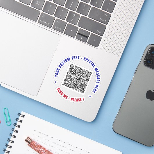 Uw QR Code Scan en aangepaste tekst Sticker Sjablo (Laptop met iPhone)