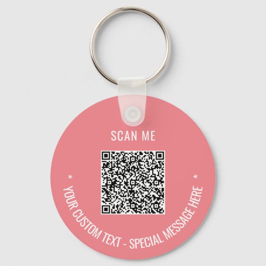 Uw QR Code Scan Info Aangepaste tekstkleuren Sleut Sleutelhanger (Voorkant)