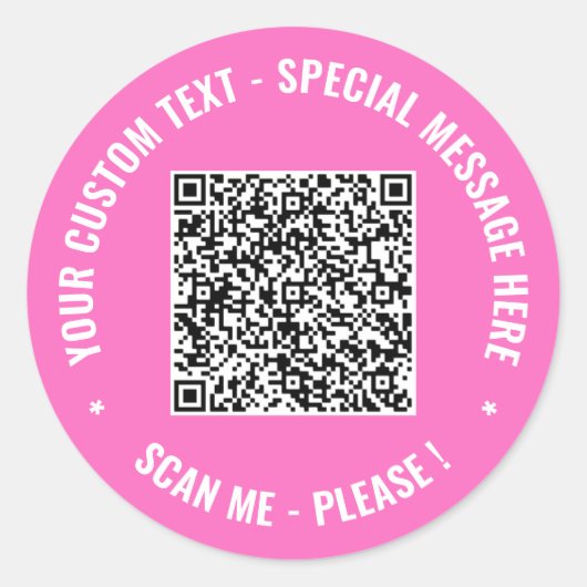 Uw QR Code Scan Info Aangepaste tekstkleuren Stick Ronde Sticker (Voorkant)