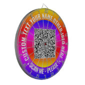 Uw QR Code Scan Info en Aangepaste Tekst Dart Boar Dartbord (Voorkant Links)