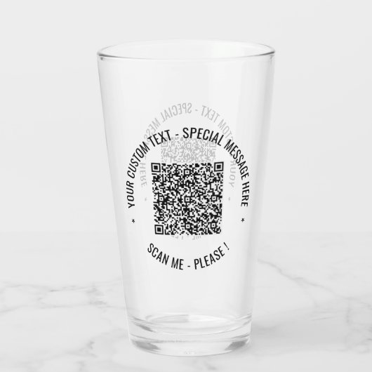 Uw QR Code Scan Info en Aangepaste Tekst Glas (Achterkant)