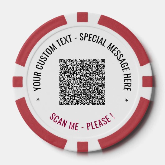 Uw QR Code Scan Info en Aangepaste Tekst Poker Chi Chips (Voorkant)