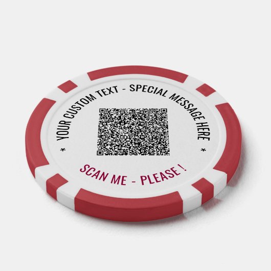 Uw QR Code Scan Info en Aangepaste Tekst Poker Chi Chips (Enkel)