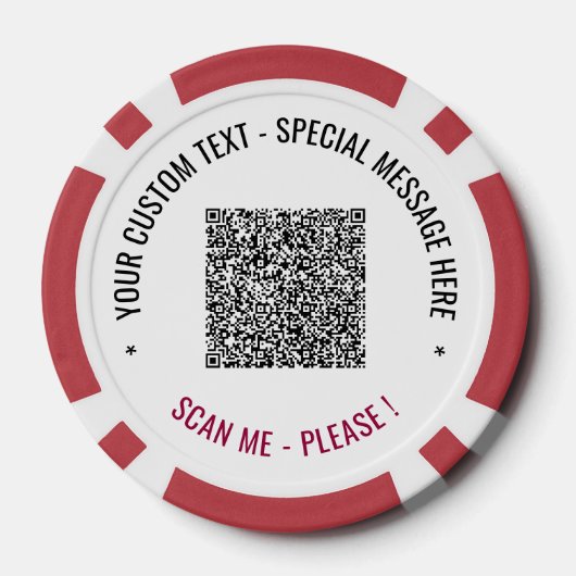 Uw QR Code Scan Info en Aangepaste Tekst Poker Chi Chips (Achterkant)