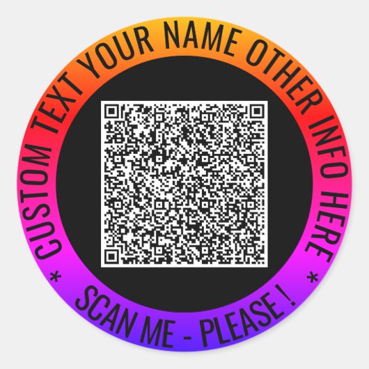 Uw QR Code Scan Info en Aangepaste Tekst Sticker (Voorkant)