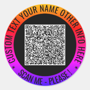 Uw QR Code Scan Info en Aangepaste Tekst Sticker