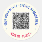 Uw QR Code Scan Info en aangepaste tekst Stickers (Voorkant)