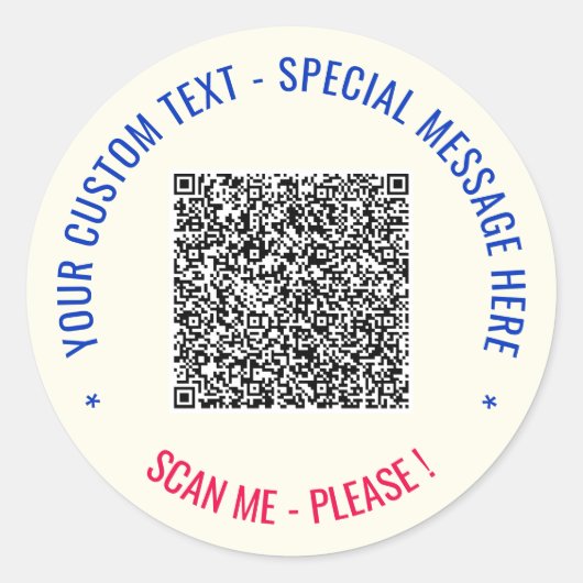 Uw QR Code Scan Info en aangepaste tekst Stickers (Voorkant)