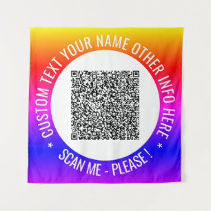 Uw QR Code Scan Info en Aangepaste Tekst Tapestry Wandkleed