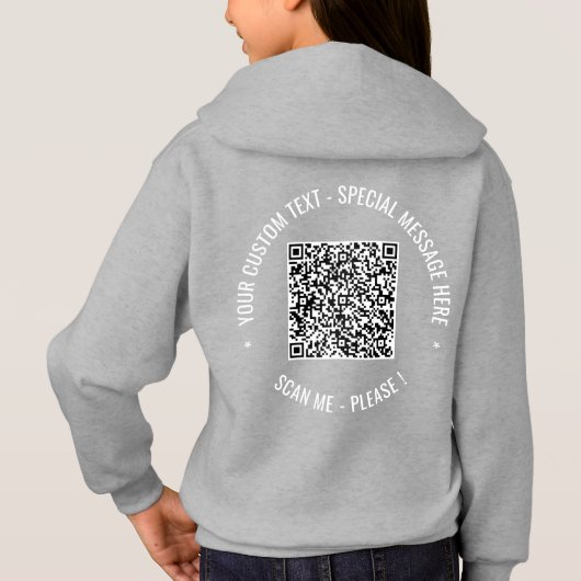 Uw QR Code Scan Info en Custom Text Hoodie (Achterkant)