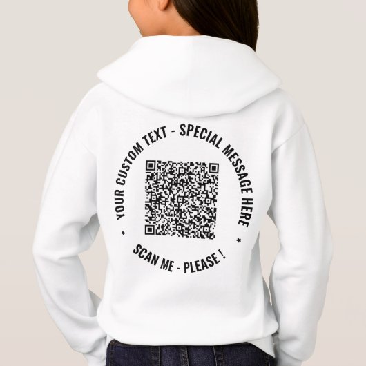 Uw QR Code Scan Info en Custom Text Hoodie (Achterkant)