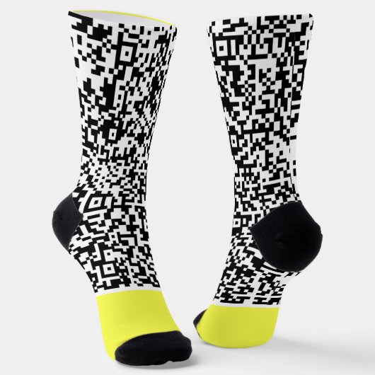 Uw QR Code Scan Info Geel Sokken Aangepaste kleure (Gebogen)