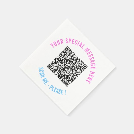 Uw QR Code Scan Info servetten met aangepaste teks (Hoek)