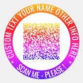 Uw QR Code Scan Info Sticker met aangepaste tekst (Voorkant)
