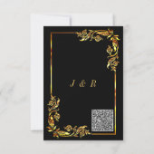 Uw QR Code Scan Zwart Goud Bruiloft Uitnodiging (Achterkant)