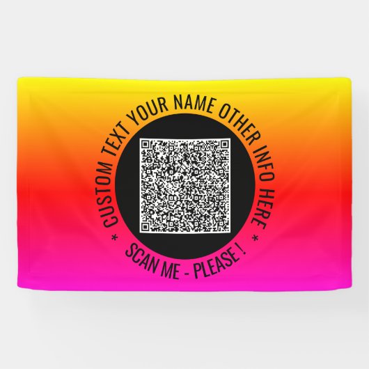 Uw QR-code scanbanner sjabloon met aangepaste teks Spandoek (Horizontaal)