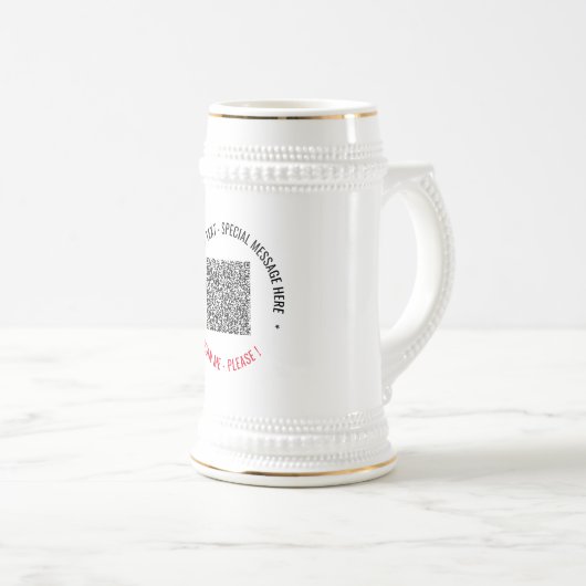 Uw QR-code scaninfo aangepaste tekst bier stein Bierpul (Voorkant rechts)