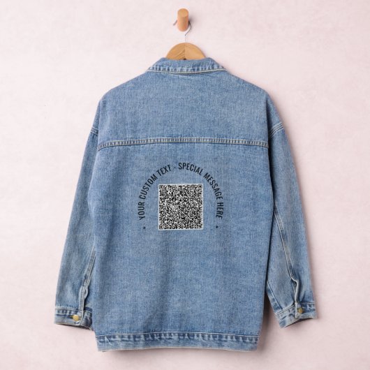 Uw QR-code scaninfo aangepaste tekst denim jas Jacket (Hangar)
