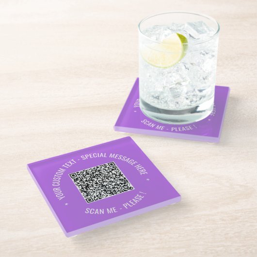 Uw QR code scaninfo aangepaste tekst glas Onderzet Glazen Onderzetter (Schuin)