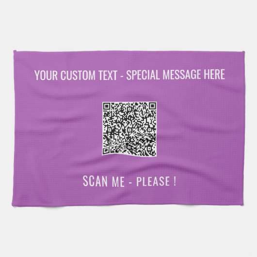 Uw QR-code scaninfo aangepaste tekst keukenhanddoe Theedoek (Horizontaal)
