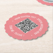 Uw QR-code scaninfo Aangepaste tekst papier Onderz Kartonnen Onderzetters (Gekanteld)