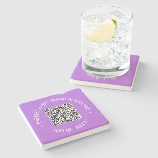 Uw QR code scaninfo aangepaste tekst steen Onderze Stenen Onderzetter (Zijkant)