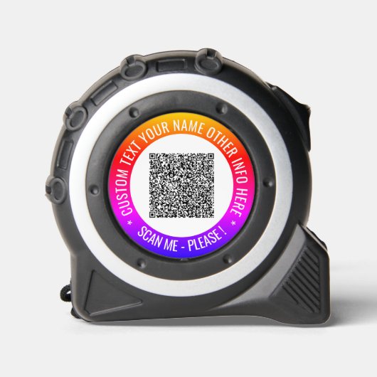 Uw QR-code scaninfo aangepaste tekst tape maatrege Rolmaat (Voorkant)