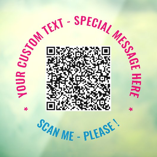 Uw QR-code scaninfo Aangepaste tekst venster Cling Raamsticker (Vel 3)