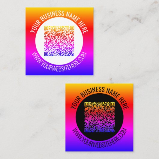 Uw QR code scaninfo aangepaste tekst Visitekaartje (Voorkant / Achterkant)