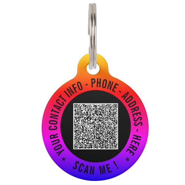 Uw QR-code scaninfo Aangepaste tekstnaam PET ID-ta Huisdierpenning (Voorkant)